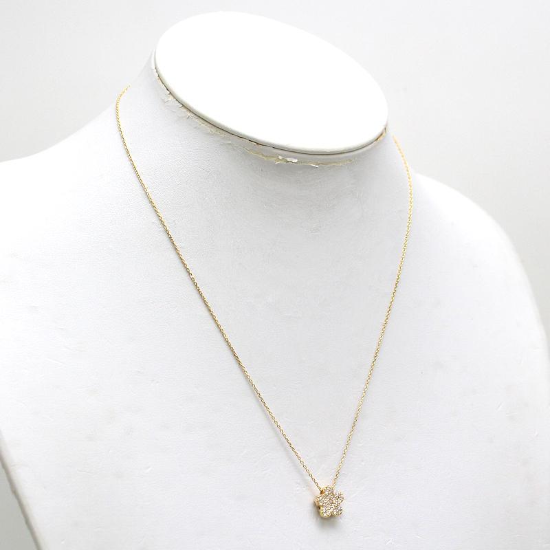 K18 フラワーモチーフダイヤモンドネックレス 0.46ct 約45cm 約3.3g 18