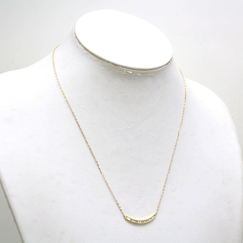 【中古品】 K18  0.20ctダイヤ付ネックレス［24］ K18 YG ダイヤモンド 0.20ct ネックレス カーブ