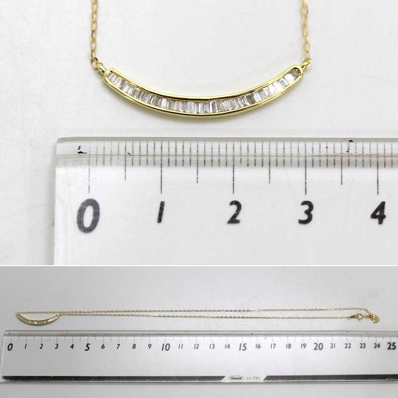 K18YG ダイヤモンドカーブネックレス 約47cm 約2.1g 0.20ct 18金