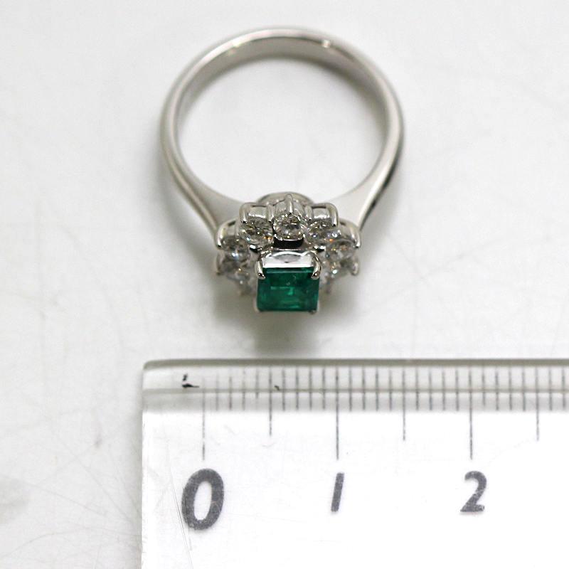 Pt900 エメラルドリング 9号 約5.6g 0.50ct ダイヤモンド 0.56ct