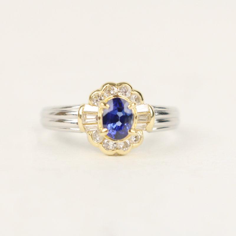 サファイアリング 指輪 ブルーサファイア 0.70ct ダイヤモンド 0.39ct 