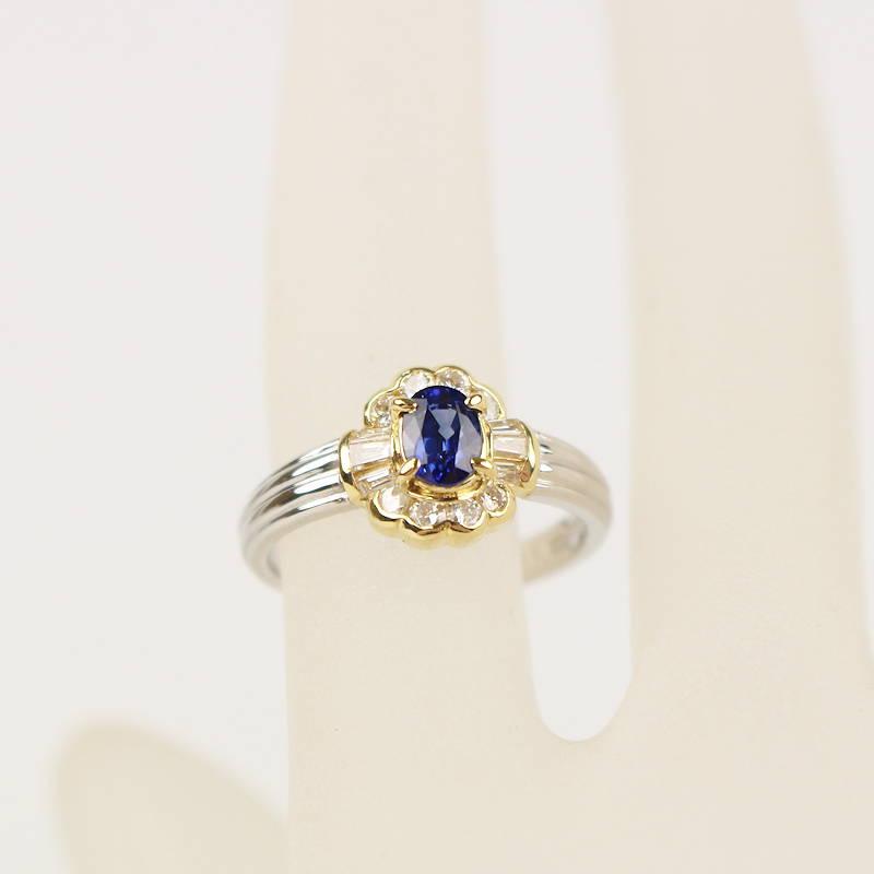 サファイアリング 指輪 ブルーサファイア 0.70ct ダイヤモンド 0.39ct 