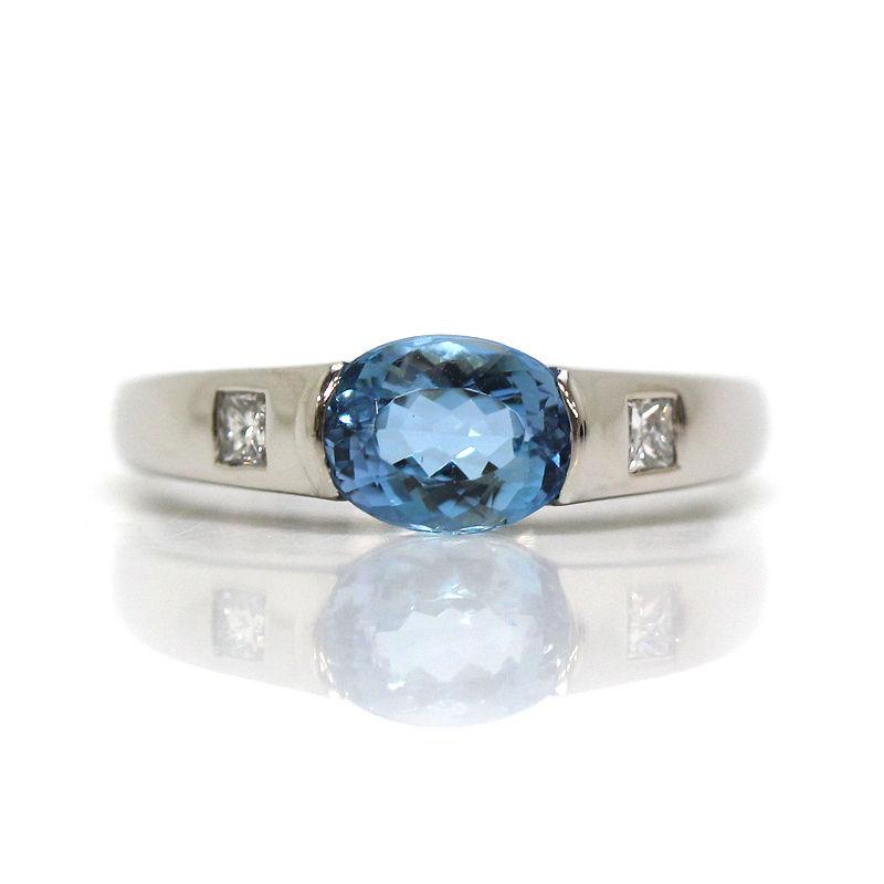 Pt900 アクアマリンリング 1.071ct 18号 ダイヤモンド 0.19ct 約9.3g プラチナ 大きい 指輪 30230_3
