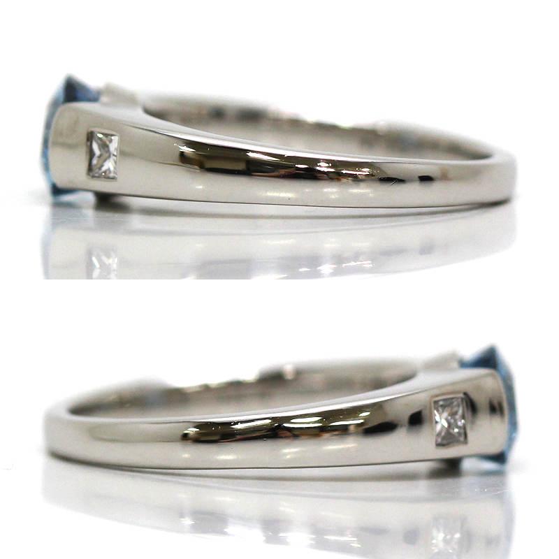 Pt900 アクアマリンリング 1.071ct 18号 ダイヤモンド 0.19ct 約9.3g