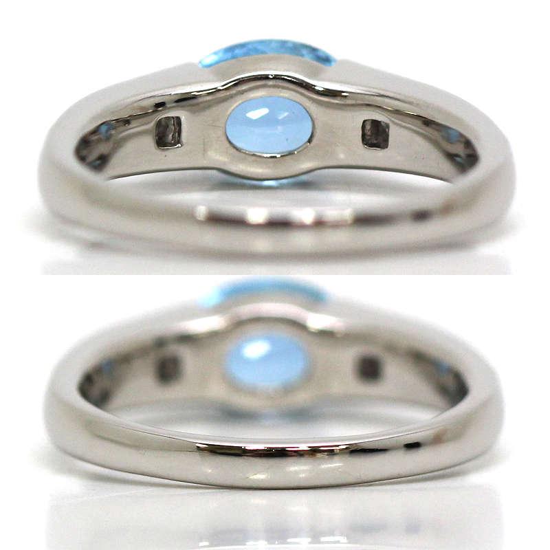 Pt900 アクアマリンリング 1.071ct 18号 ダイヤモンド 0.19ct 約9.3g