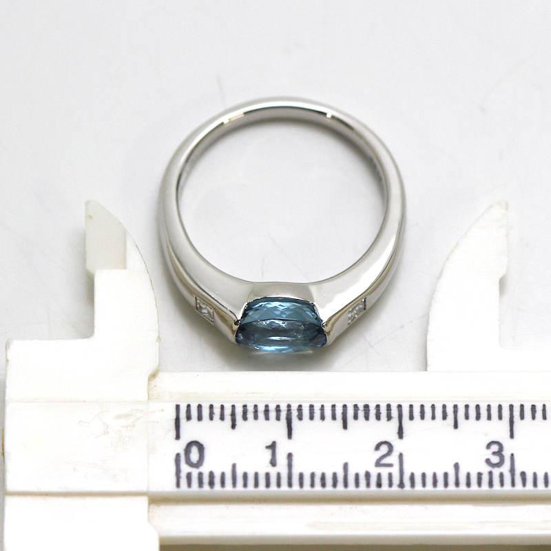 Pt900 アクアマリンリング 1.071ct 18号 ダイヤモンド 0.19ct 約9.3g