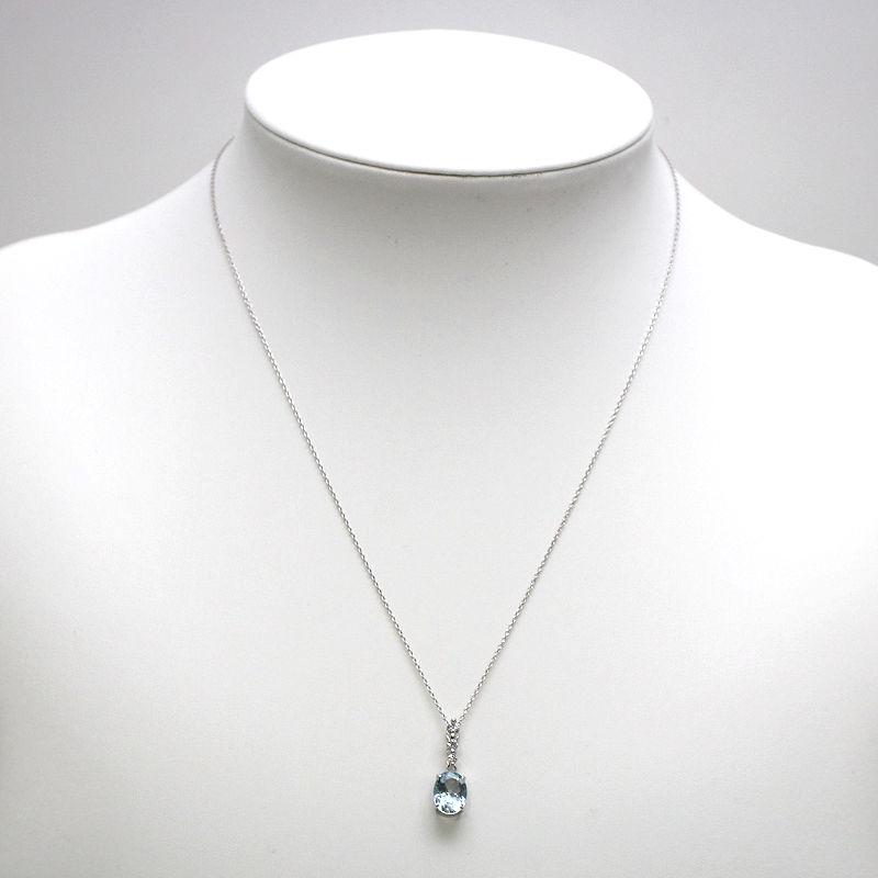 K18WG アクアマリンネックレス 1.62ct ダイヤモンド 0.16ct 約45cm 約 