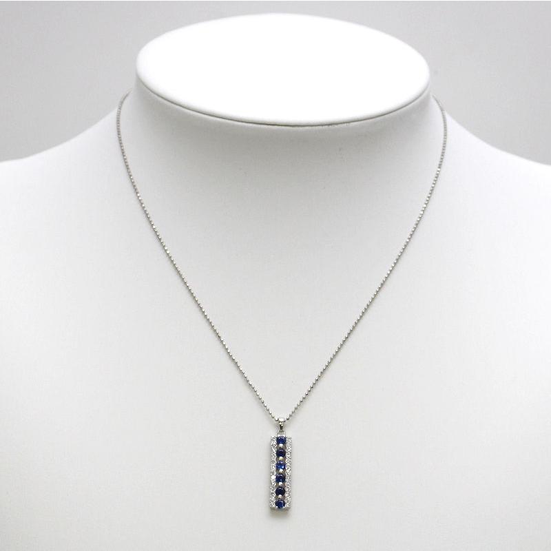 Pt900 Pt850 サファイア1.56ct ダイヤ0.55ct ネックレス