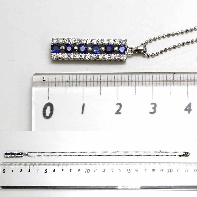Pt850 Pt900 サファイア バーペンダント 約40cm 0.68ct ダイヤモンド 