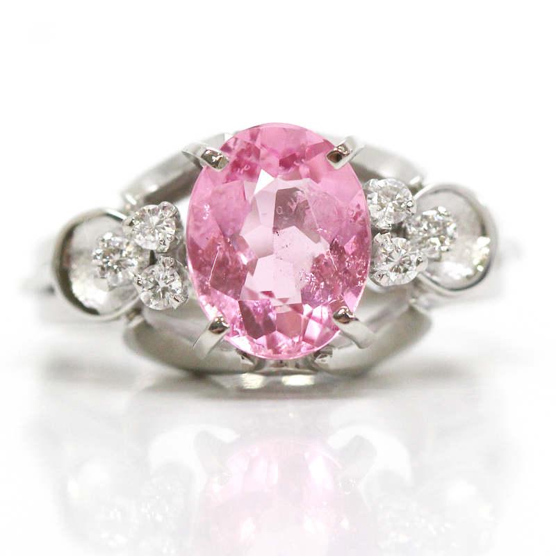 天然ピンクトルマリンリング ダイヤモンド 1.65ct Pt900 11.5号 