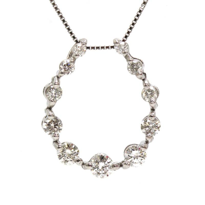 2way ダイヤモンドネックレス 1.03ct 馬蹄 K18WG 18金 ホワイト 