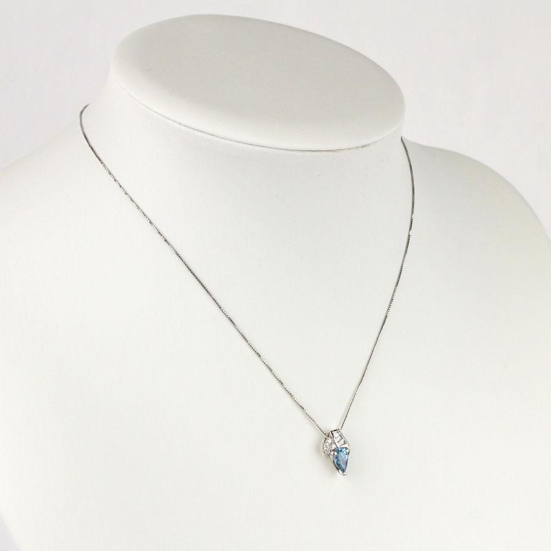 Pt850 Pt900 アクアマリン ネックレス 約40cm 0.66ct ダイヤモンド 