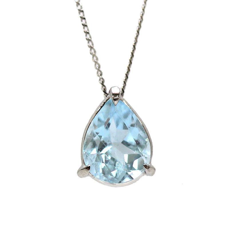 アクアマリンネックレス Pt900 プラチナ 1.35ct 約2.2g ドロップ 雫