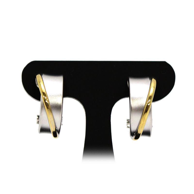 K14WG K18 フープイヤリング 約2.1g 14金 ホワイトゴールド 18金  