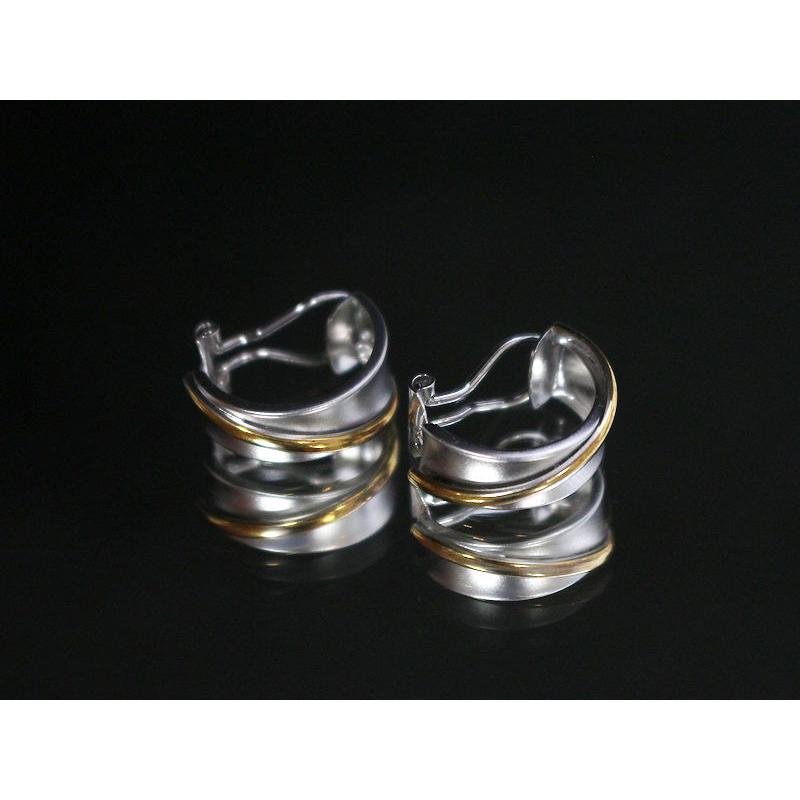 K14WG K18 フープイヤリング 約2.1g 14金 ホワイトゴールド 18金  