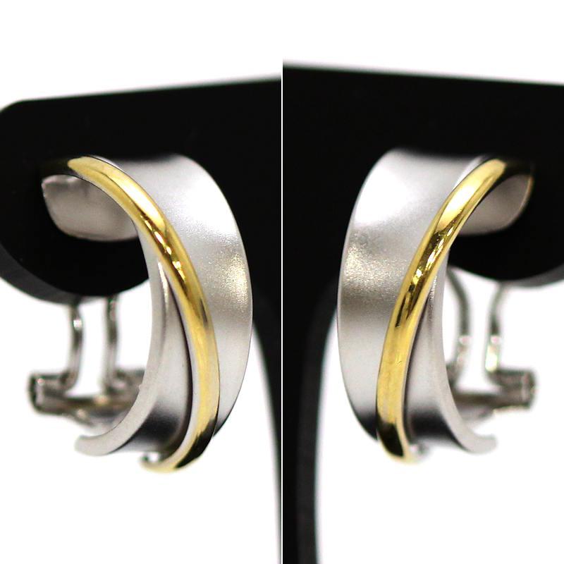 K14WG K18 フープイヤリング 約2.1g 14金 ホワイトゴールド 18金  