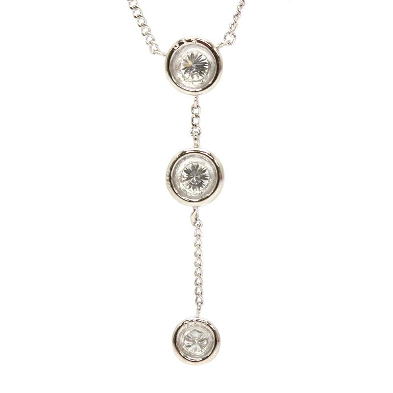 トリロジーネックレス Pt850 プラチナ ダイヤモンド 0.13Ct/0.13Ct 