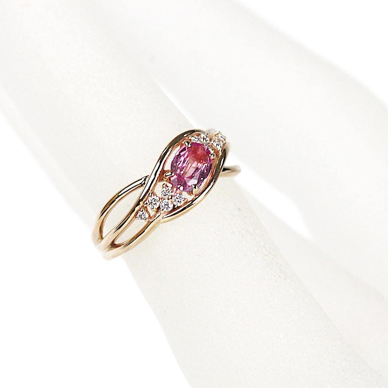 ピンクサファイアリング 0.412ct ダイヤモンド K18PG 18金 ピンク 