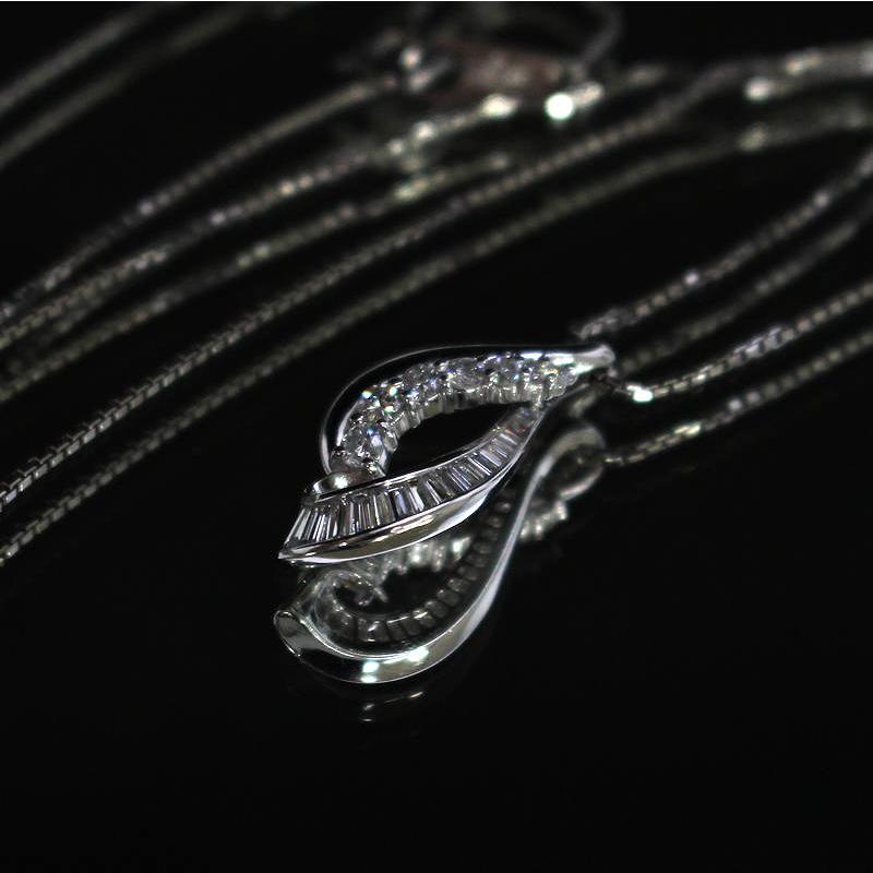 Pt850 Pt900 ダイヤモンドネックレス 0.50ct 約40cm 約6.7g プラチナ
