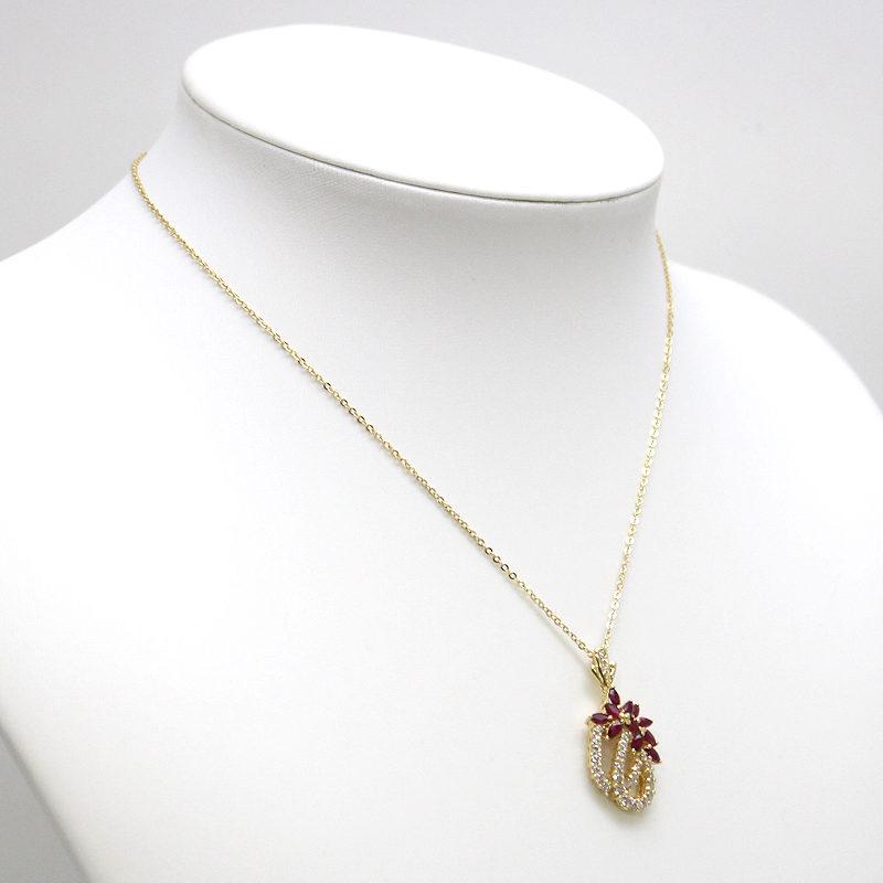 K18 ルビー&ダイヤモンドネックレス 約39cm 1.40ct 0.80ct 18金 