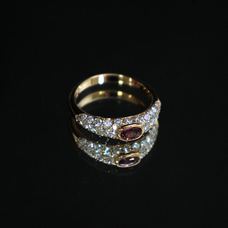 K18PG ピンクサファイアリング 14号 0.386ct ダイヤモンド 0.91ct 18金