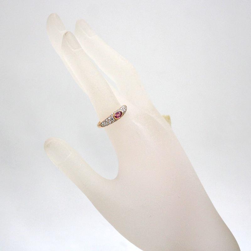 K18PG ピンクサファイアリング 14号 0.386ct ダイヤモンド 0.91ct 18金
