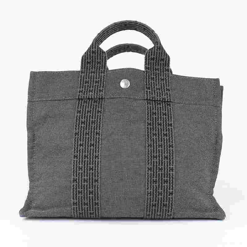 エルメス HERMES　エールライン PM グレートートバッグ HERMES エルメス エールライントートPM グレー ナイロン トート