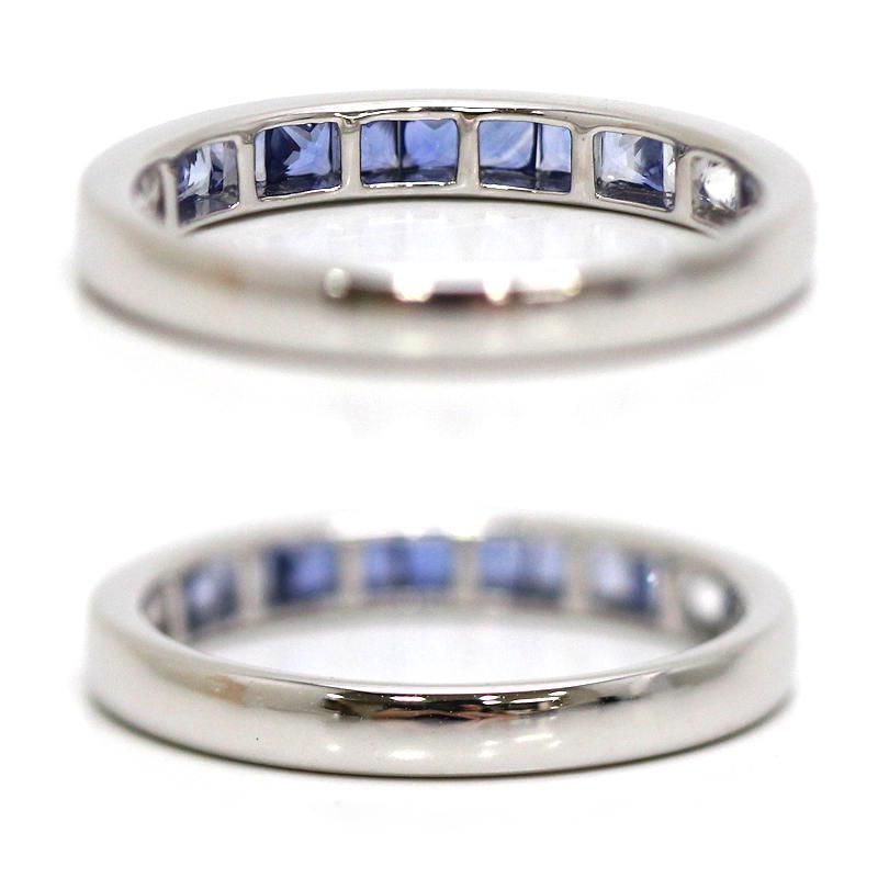 K18WG ハーフエタニティ サファイアリング 13号 約3.0g 0.75ct