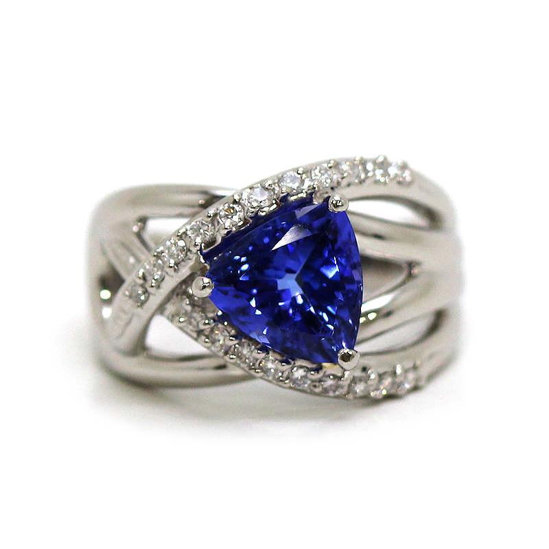 Pt900 タンザナイトリング 14号 2.15ct ダイヤモンド 0.20ct プラチナ 