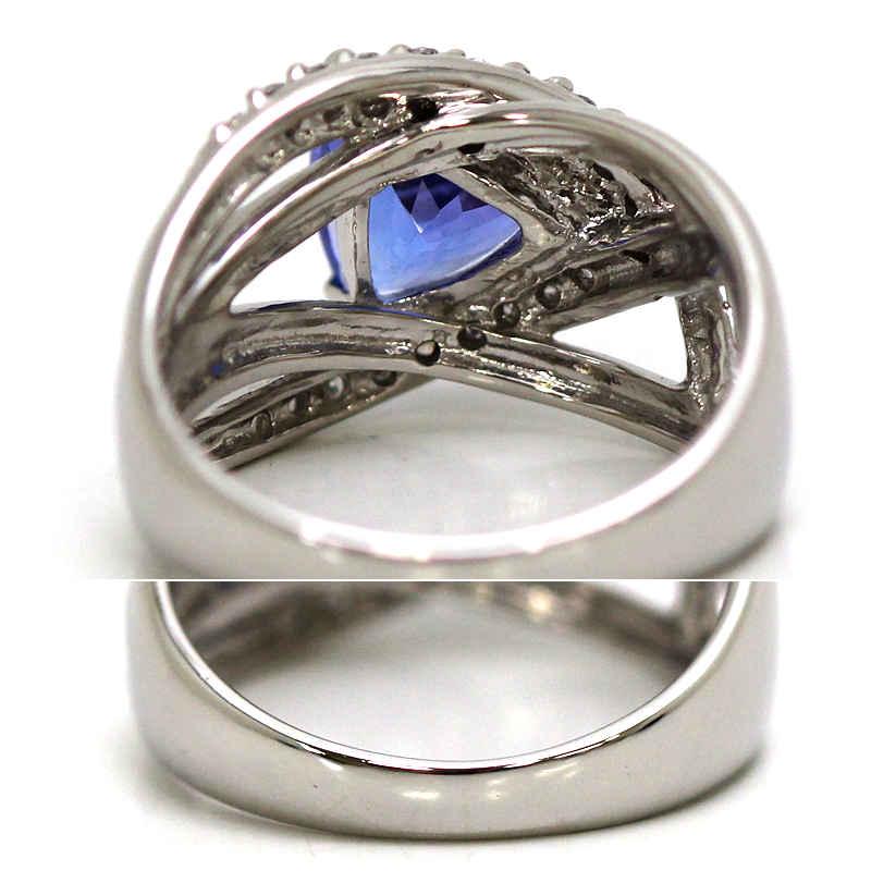 Pt900 タンザナイトリング 14号 2.15ct ダイヤモンド 0.20ct プラチナ 