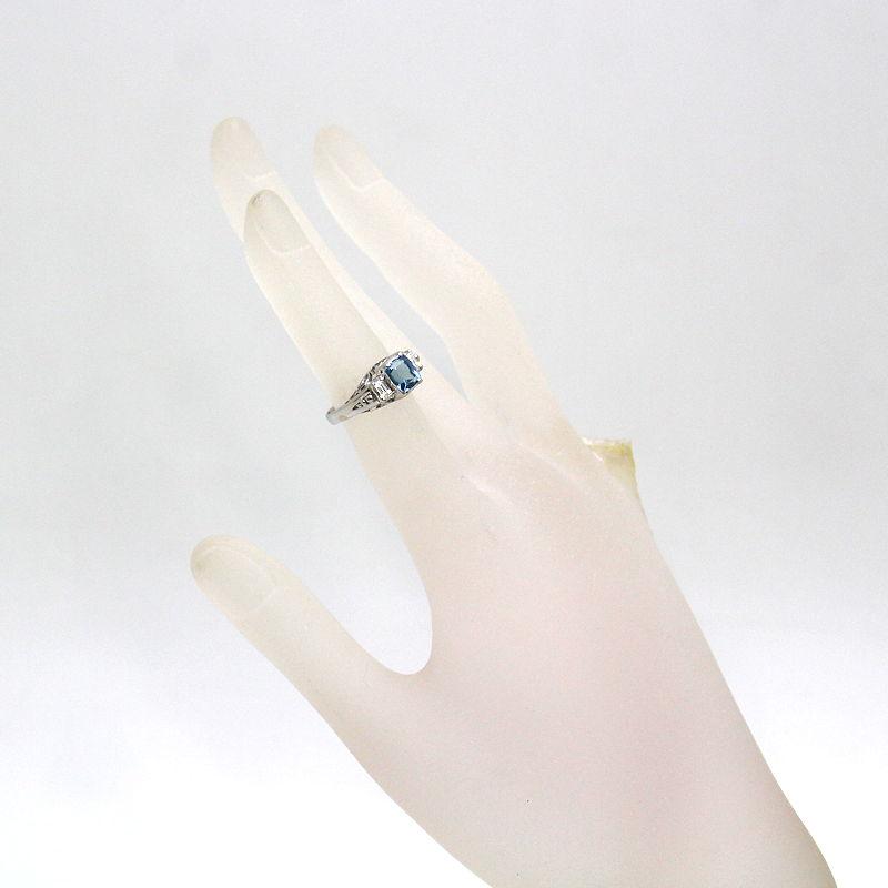Pt850 アクアマリンとダイヤのリング Pt850 アクアマリンリング 8号 約4.6g 1.00ct ダイヤモンド 0.28ct