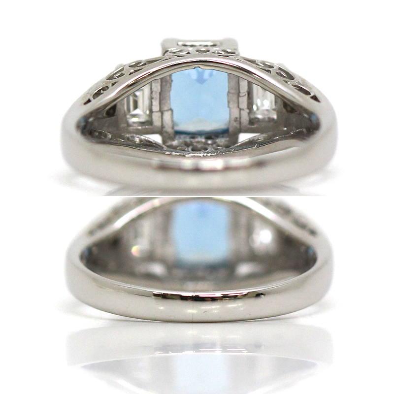 Pt850 アクアマリンリング 8号 約4.6g 1.00ct ダイヤモンド 0.28ct