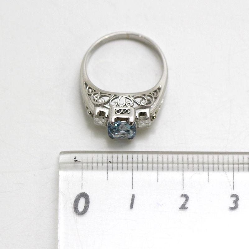 Pt850 アクアマリンリング 8号 約4.6g 1.00ct ダイヤモンド 0.28ct