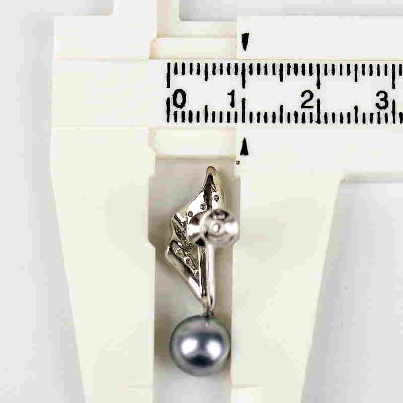 パール＆ダイヤモンド イヤリング K14WG 14金ホワイトゴールド ブルーパール 約8mm ダイヤモンド 0.12/0.12ct 真珠 30610_7