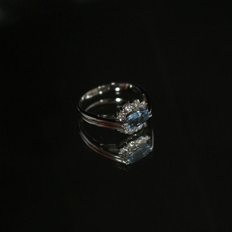 Pt900 アクアマリンリング 14号 0.75ct ダイヤモンド 0.56ct プラチナ