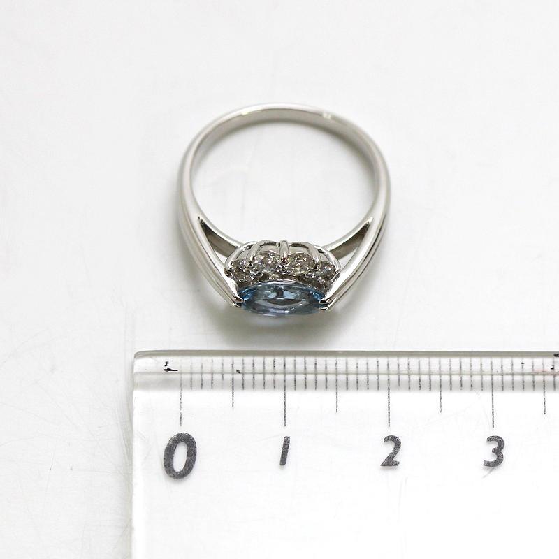 Pt900 アクアマリンリング 14号 0.75ct ダイヤモンド 0.56ct