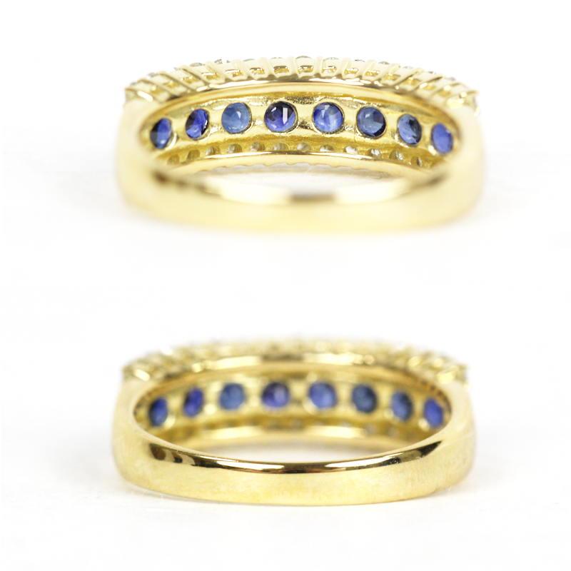 K18ブルーサファイアリング ダイヤモンド 18金 イエローゴールド 11号