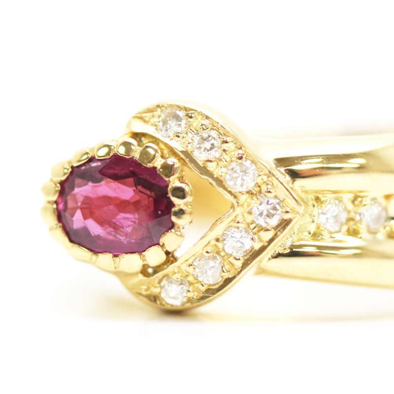 K18ルビーリング ピンキー 18金 イエローゴールド ダイヤモンド 3号  