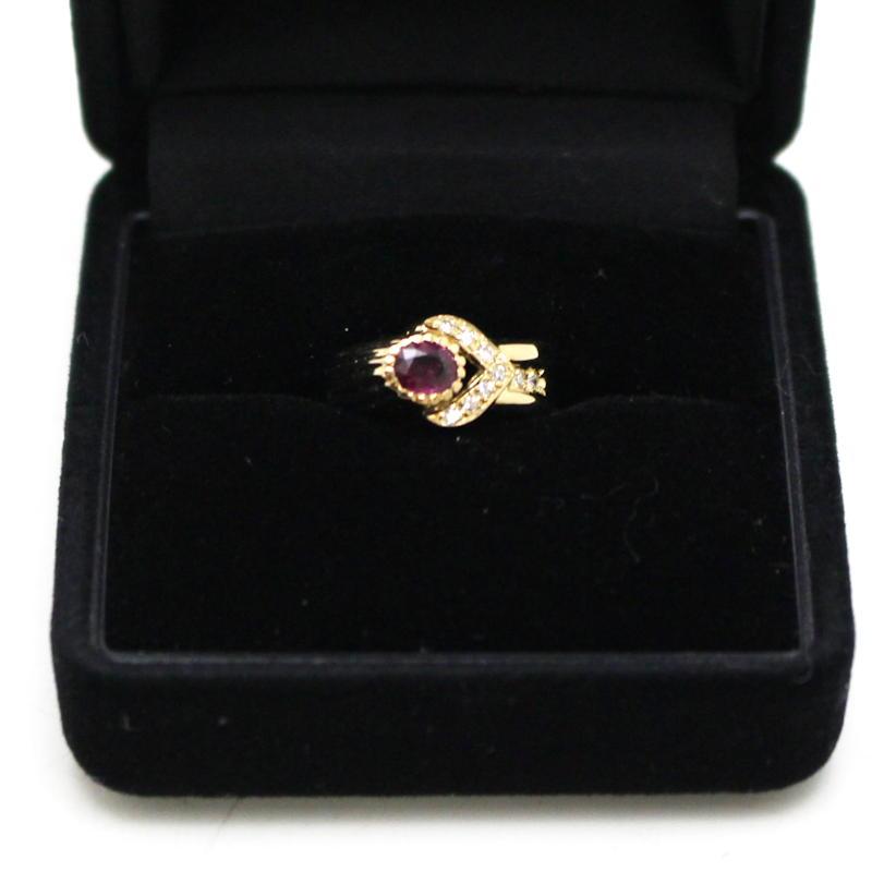 K18ルビーリング ピンキー 18金 イエローゴールド ダイヤモンド 3号  