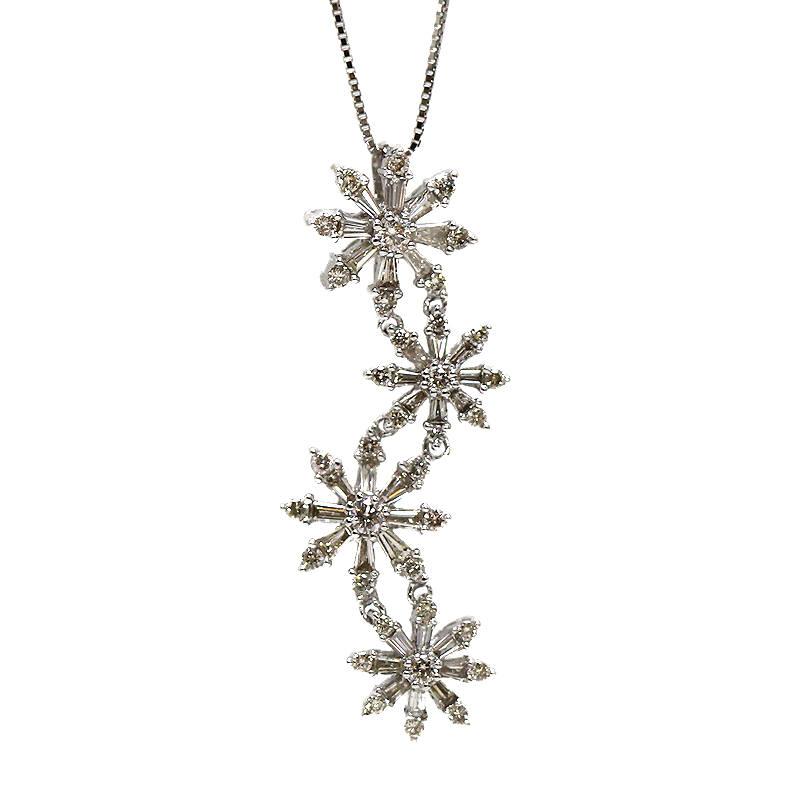 K18WG ダイヤモンドネックレス 1.35ct 花 18金 ホワイトゴールド 約 