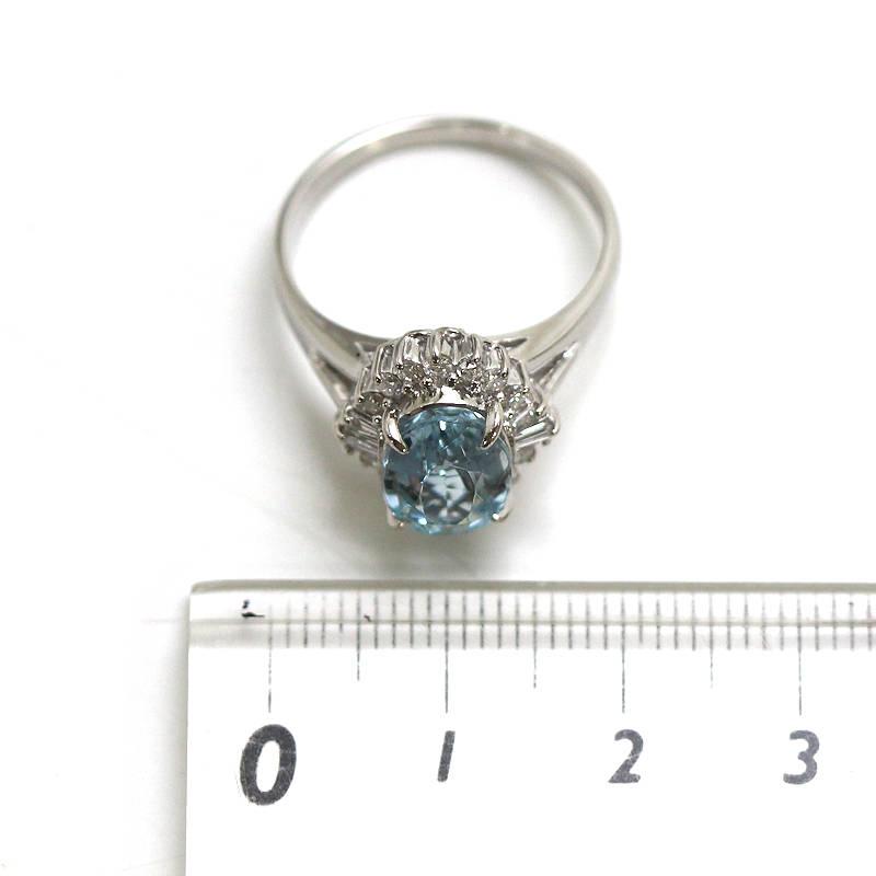 Pt900 アクアマリンリング 16号 2.62ct 大粒 ダイヤモンド 0.38