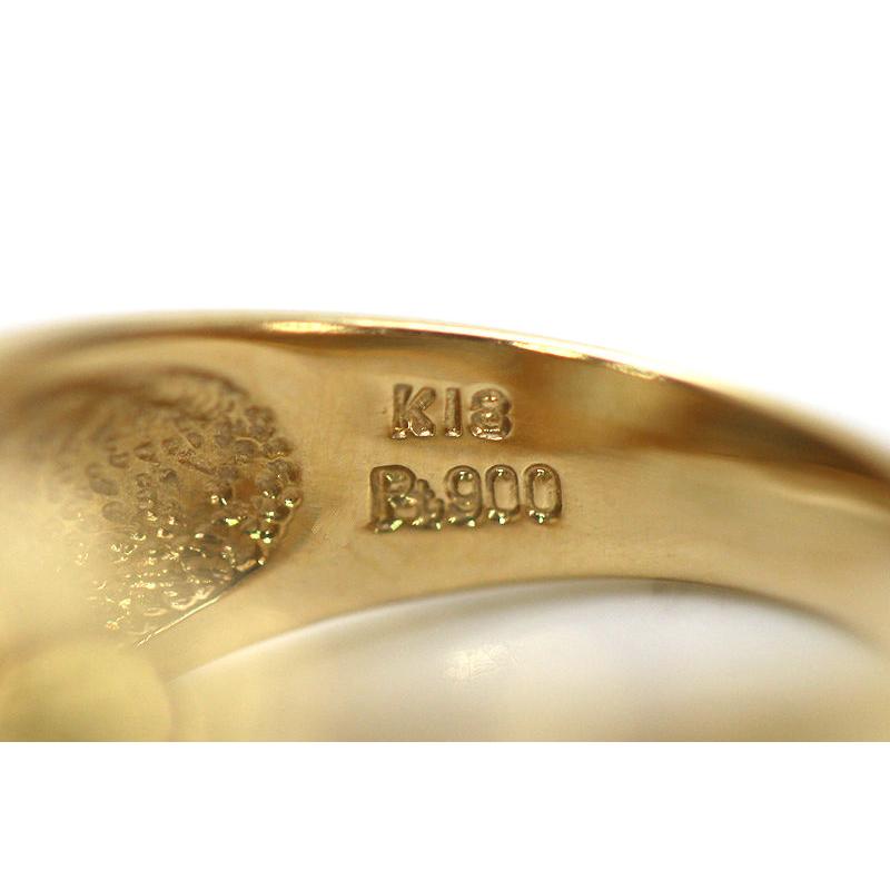 K18 Pt900 ムーンストーンキャッツアイリング 12号 18金 ゴールド