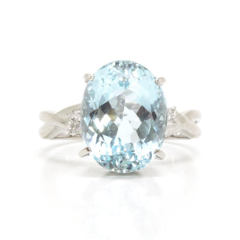 アクアマリンリング Pt900 6.20ct 13号 約6.3g ダイヤモンド プラチナ