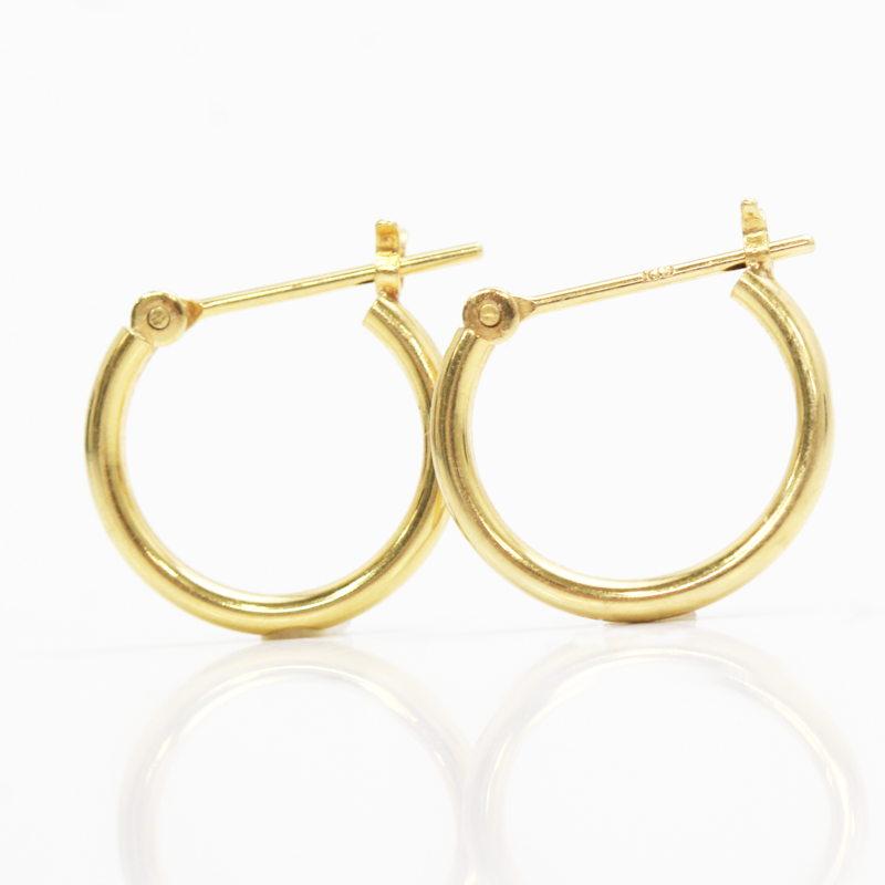 【最終価格】18YGフープピアス K18YGフープピアス 18金 イエローゴールド 0.7g 直径1.2cm 両耳