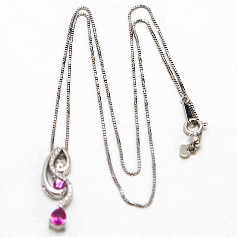 ピンクサファイアネックレス 0.70ct ダイヤモンド 0.18ct 18金ホワイト 