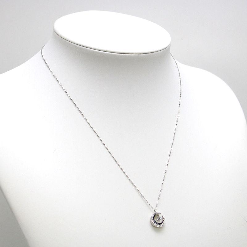 K18WG 三日月モチーフネックレス ダイヤモンド 0.40ct ブラック 