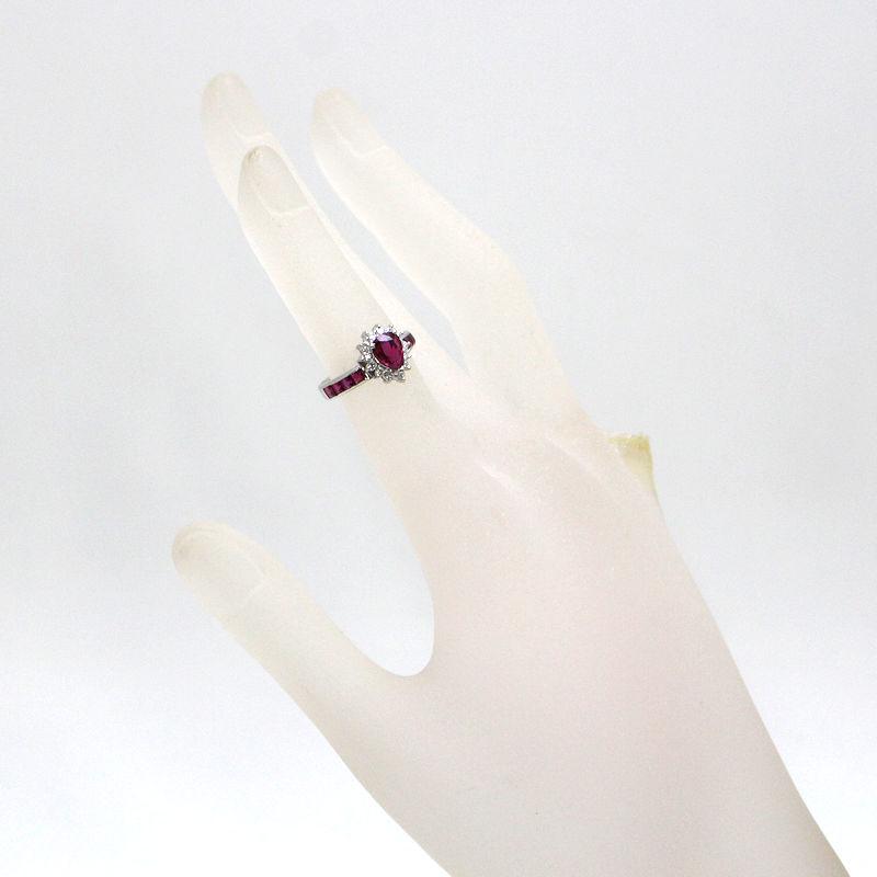 Pt900 ルビーリング 7号 0.90ct/0.50ct ダイヤモンド 0.24ct 約4.3g 