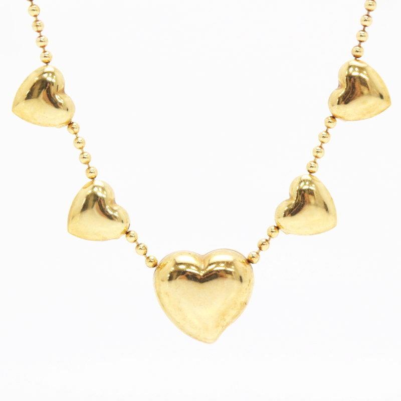 K18 5連ハートモチーフネックレス 18金 イエローゴールド 約5.0g 約