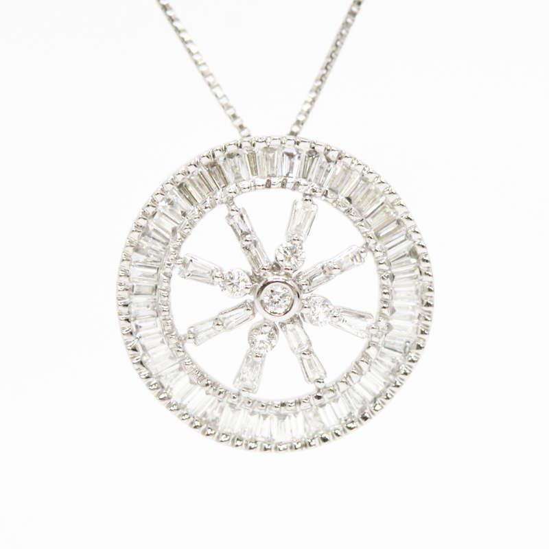 PT850/900プラチナ　ダイヤモンド　ネックレス Pt850/900 ダイヤモンドネックレス プラチナ 約44cm 0.70ct 車輪 舵