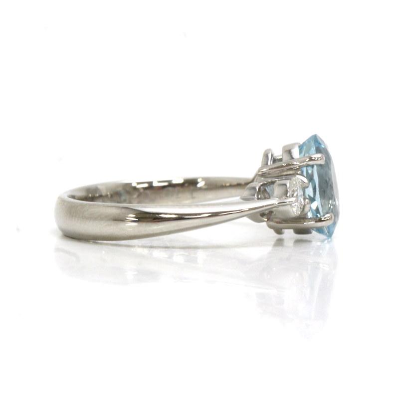 Pt900 アクアマリンリング 1.10ct ダイヤモンド 0.20ct プラチナ 7.5号 
